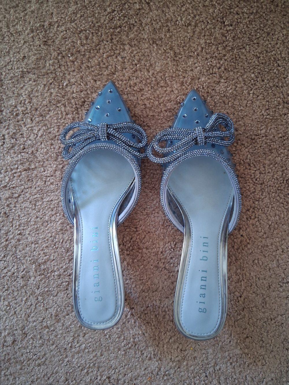 Women's Sz 8 Gianni Bini Blue Pointed Toe Embellished Mule Excellent Condition - Picture 2 of 10